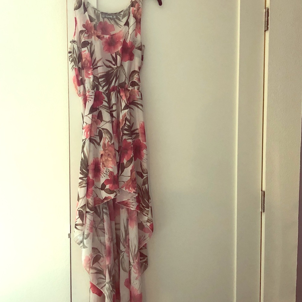 Tropical floral high low dress